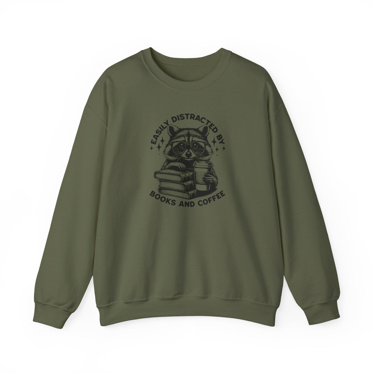 Easily Distracted By Coffee and Books Crewneck Sweatshirt