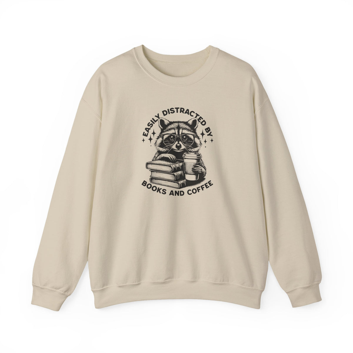 Easily Distracted By Coffee and Books Crewneck Sweatshirt