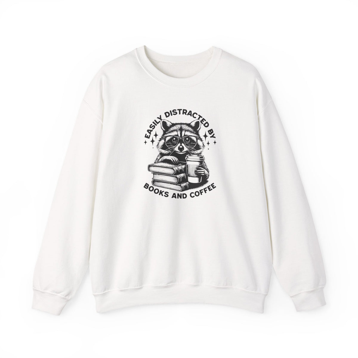Easily Distracted By Coffee and Books Crewneck Sweatshirt