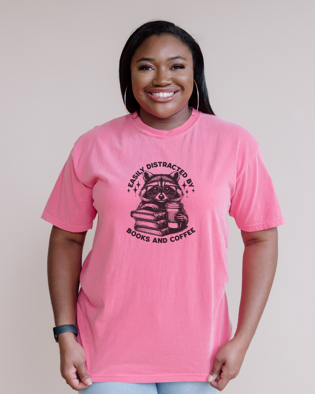 Easily Distracted By Books And Coffee Comfort Colors T-shirt
